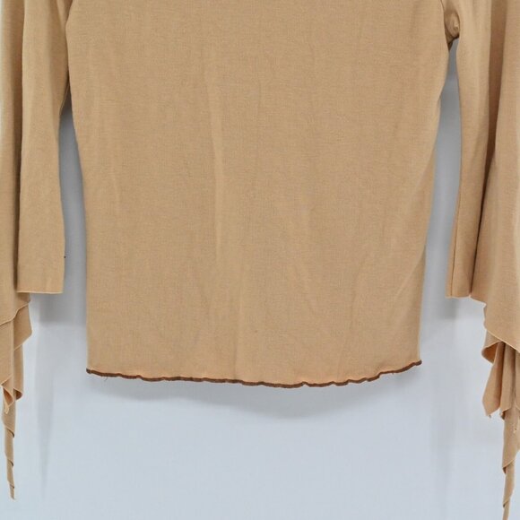 VTG Y2k FANG Womens T Shirt Sz L V Neck Long Sleeve Animal Floral Print Stretch - Picture 6 of 8